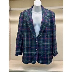Pendleton Mills Plaid Multicolored Checkered Plaid Wool Blazer 10 Petite EUC